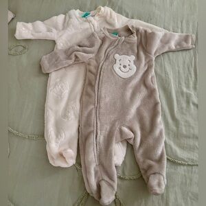 Disney Bear Embroidered Kids Footies - Cream and Brown New without tag